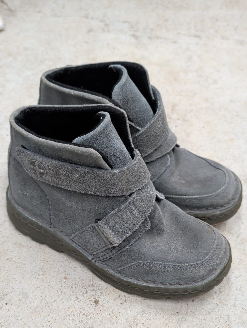 Dr. Martens Kids Gray Suede Strap Ankle Boots